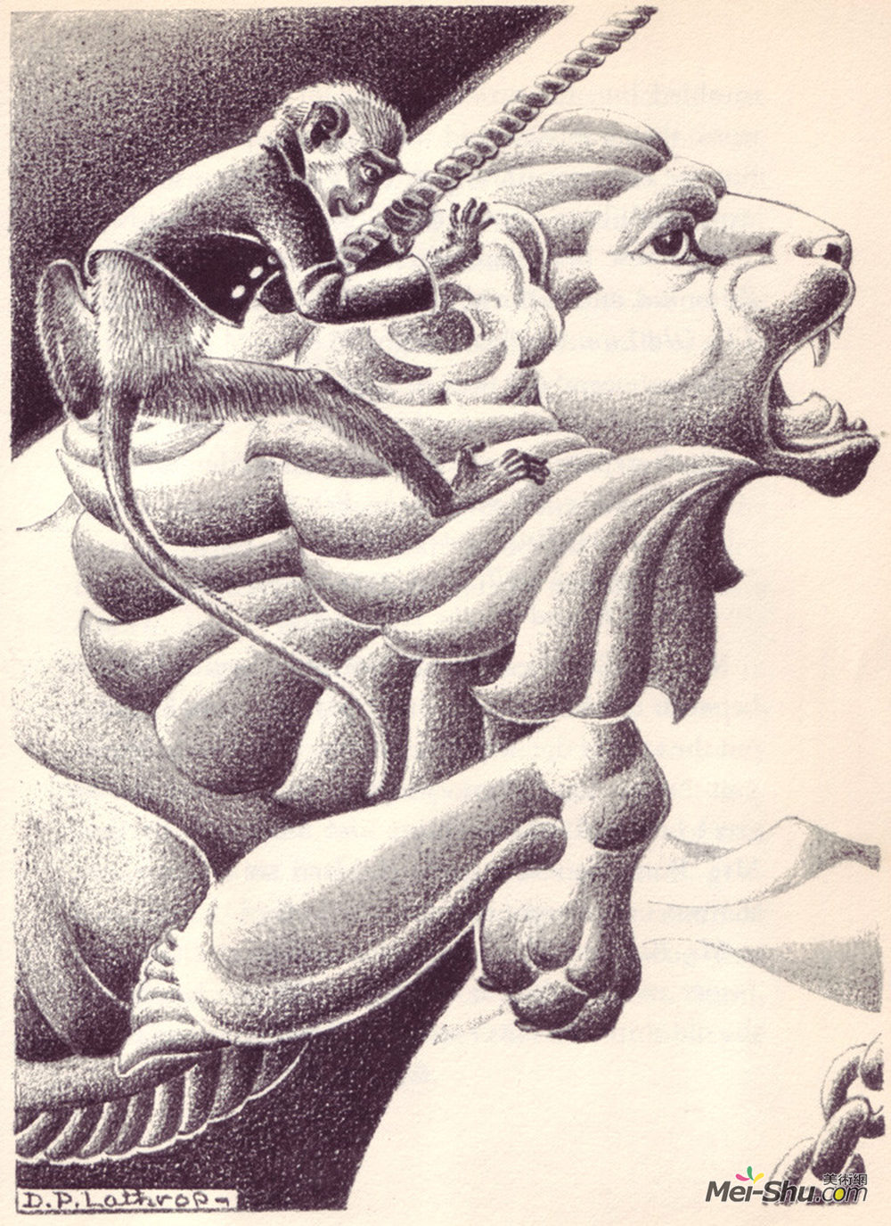 多萝西-拉斯罗普(Dorothy Lathrop)高清作品《Mr. Bumps and His Monkey by Walter de la Mare》