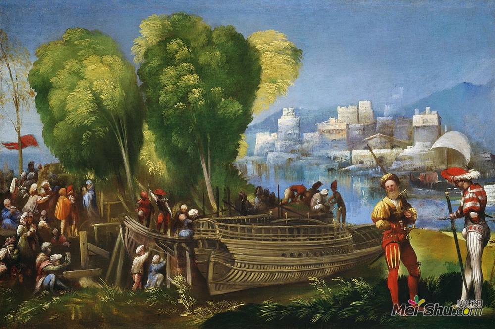 多索·多西(Dosso Dossi)高清作品《利比亚海岸的埃涅阿斯和阿查特斯》