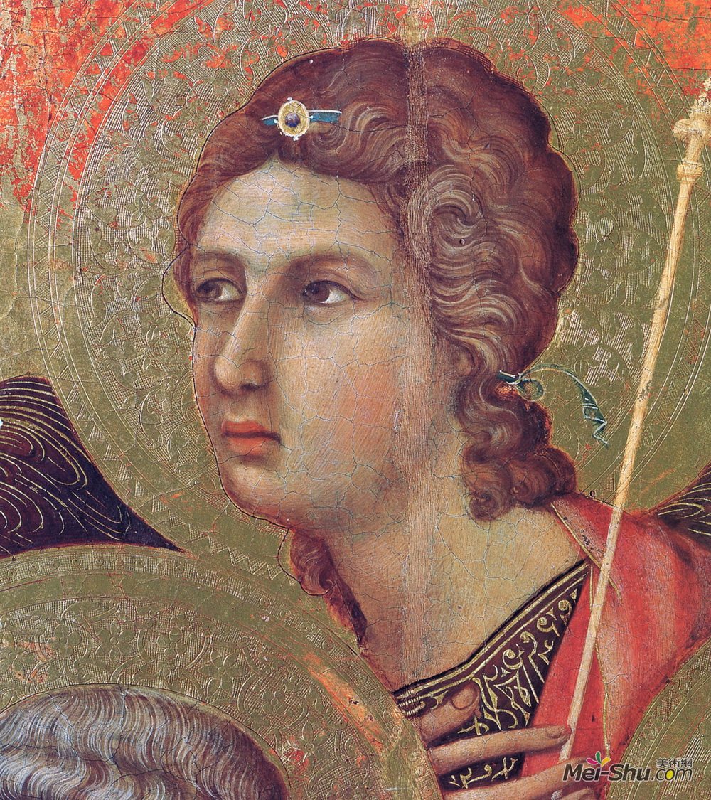 杜乔·迪·博尼塞尼亚(Duccio)高清作品《麦当娜和孩子在宝座上（正面片段）》
