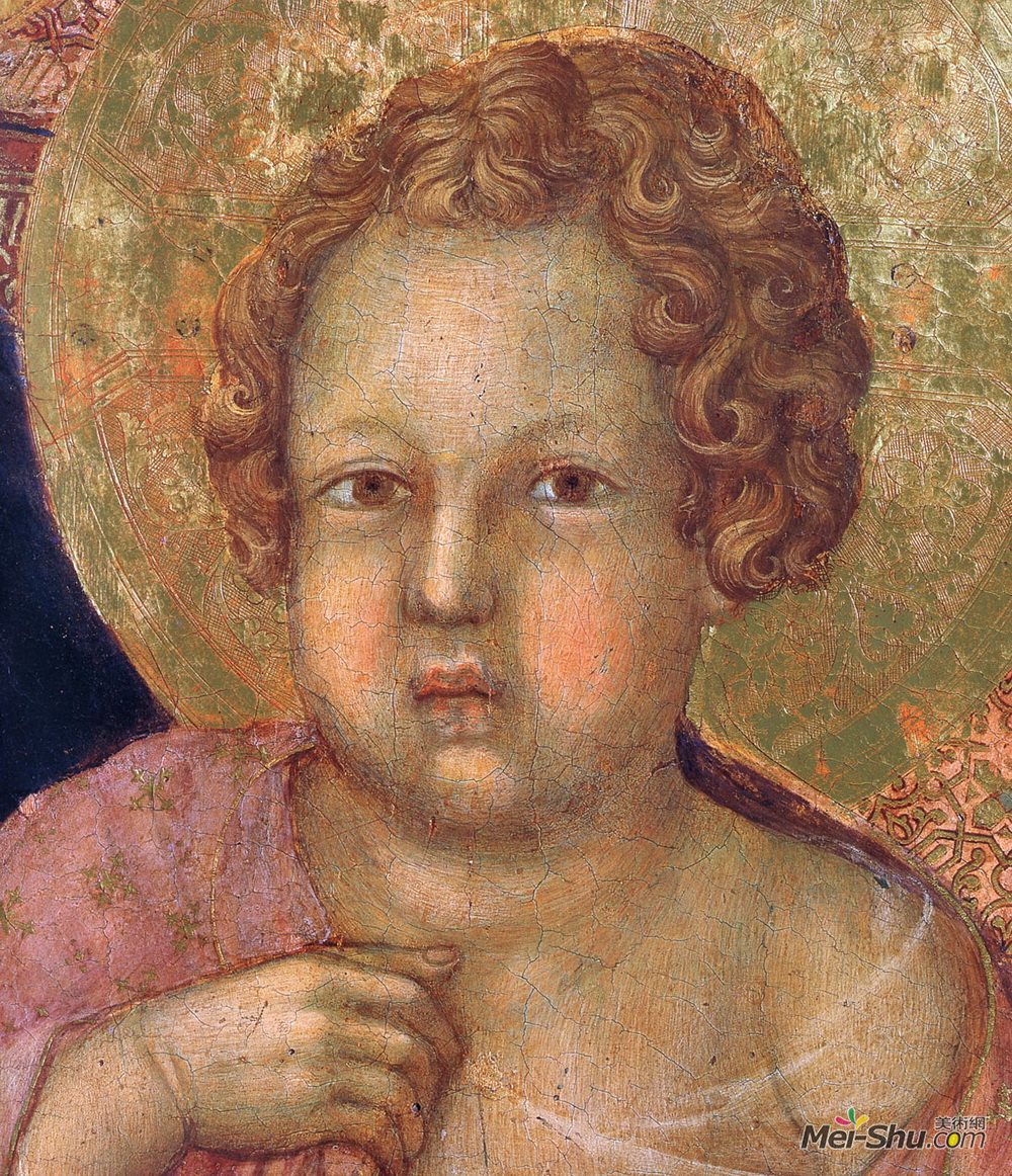 杜乔·迪·博尼塞尼亚(Duccio)高清作品《麦当娜和孩子在宝座上（正面片段）》