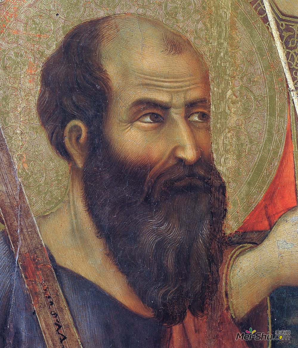 杜乔·迪·博尼塞尼亚(Duccio)高清作品《麦当娜和孩子在宝座上（正面片段）》