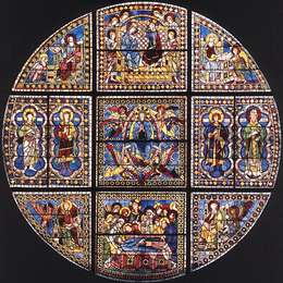 杜乔·迪·博尼塞尼亚(Duccio)高清作品:Window Showing the Death, Assumption and Coronation of the V