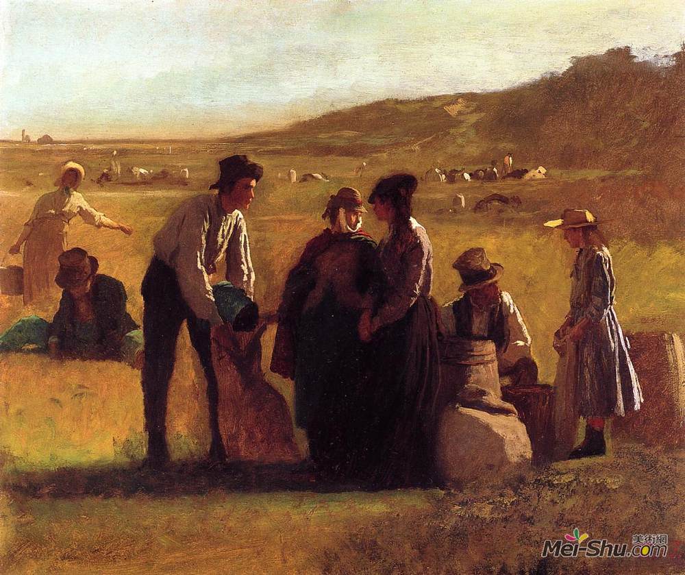伊斯特曼·约翰逊(Eastman Johnson)高清作品《蔓越莓采摘机》