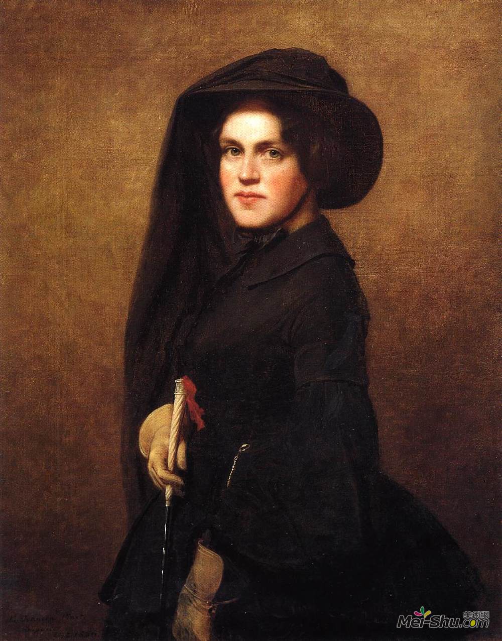 伊斯特曼·约翰逊(Eastman Johnson)高清作品《莎拉奥斯古德约翰逊牛顿》