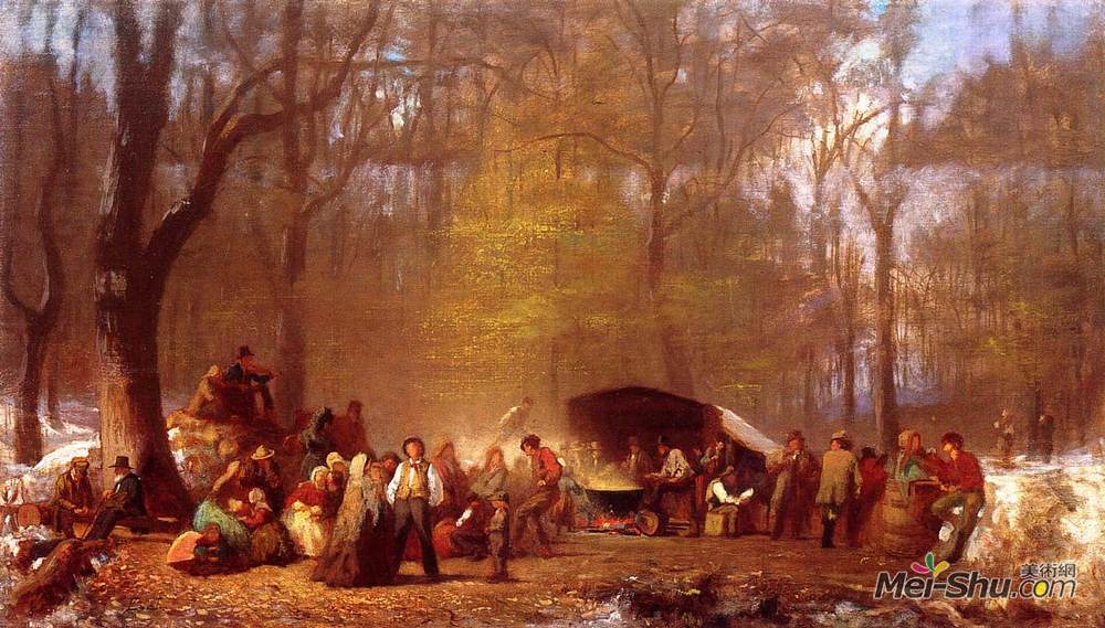 伊斯特曼·约翰逊(Eastman Johnson)高清作品《在缅因州弗莱堡的营地消费》