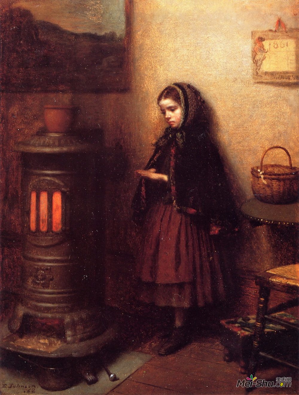伊斯特曼·约翰逊(Eastman Johnson)高清作品《温暖她的双手》