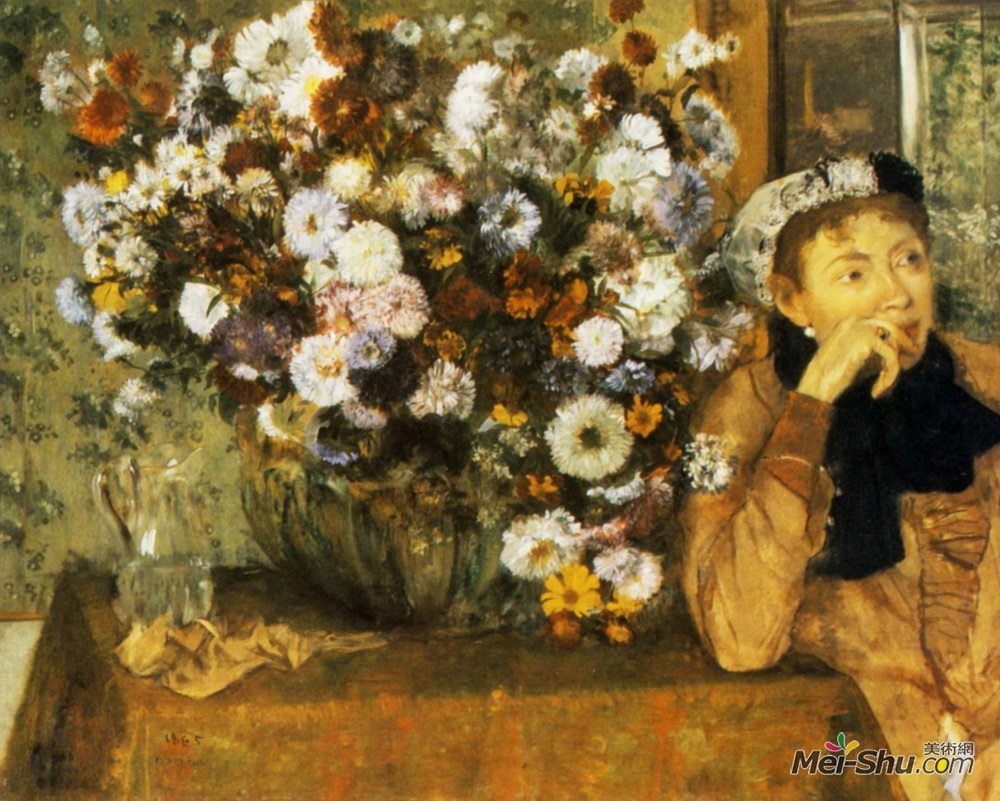 埃德加·德加(Edgar Degas)高清作品《坐在花瓶旁的女人》