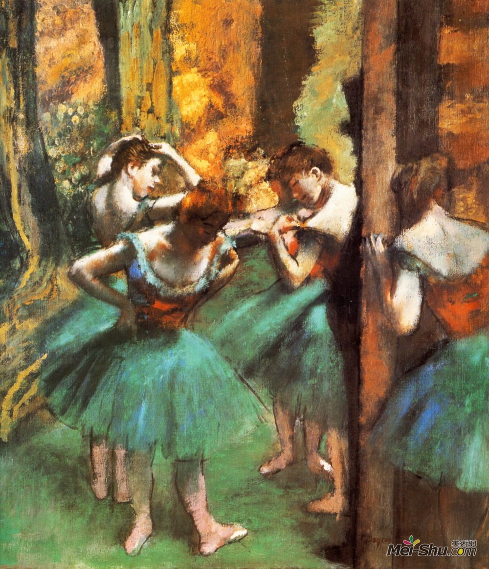 埃德加·德加(Edgar Degas)高清作品《舞者，粉红和格林》