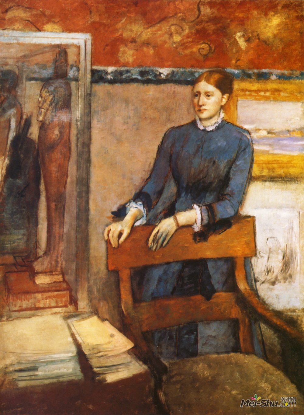 埃德加·德加(Edgar Degas)高清作品《父亲的研究中的海伦娜》