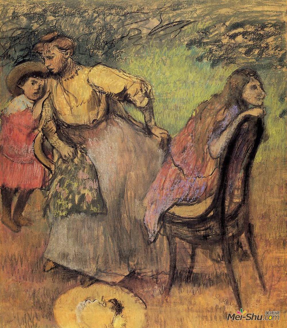 埃德加·德加(Edgar Degas)高清作品《Madame Alexis Rouart and Her Children》