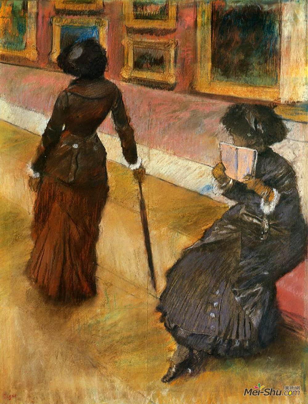 《玛丽卡萨特在卢浮宫》埃德加·德加(edgar degas)高清作品欣赏