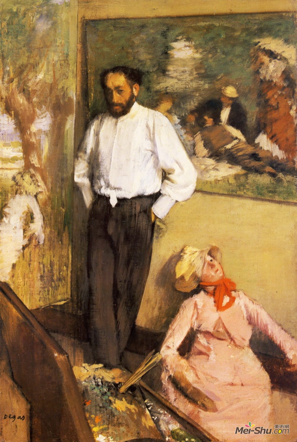 埃德加·德加(Edgar Degas)高清作品《Portrait of Henri Michel-Levy in his studio》