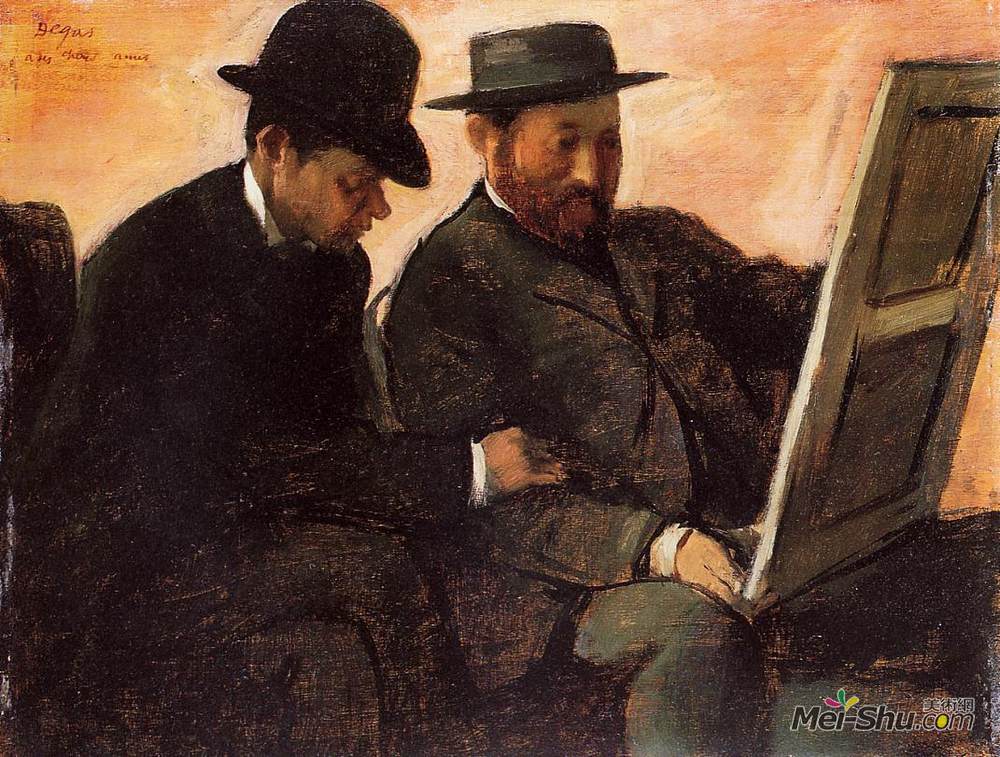 埃德加·德加(Edgar Degas)高清作品《The Amateurs (Paul Lafond and Alhonse Cherfils Examening a P》