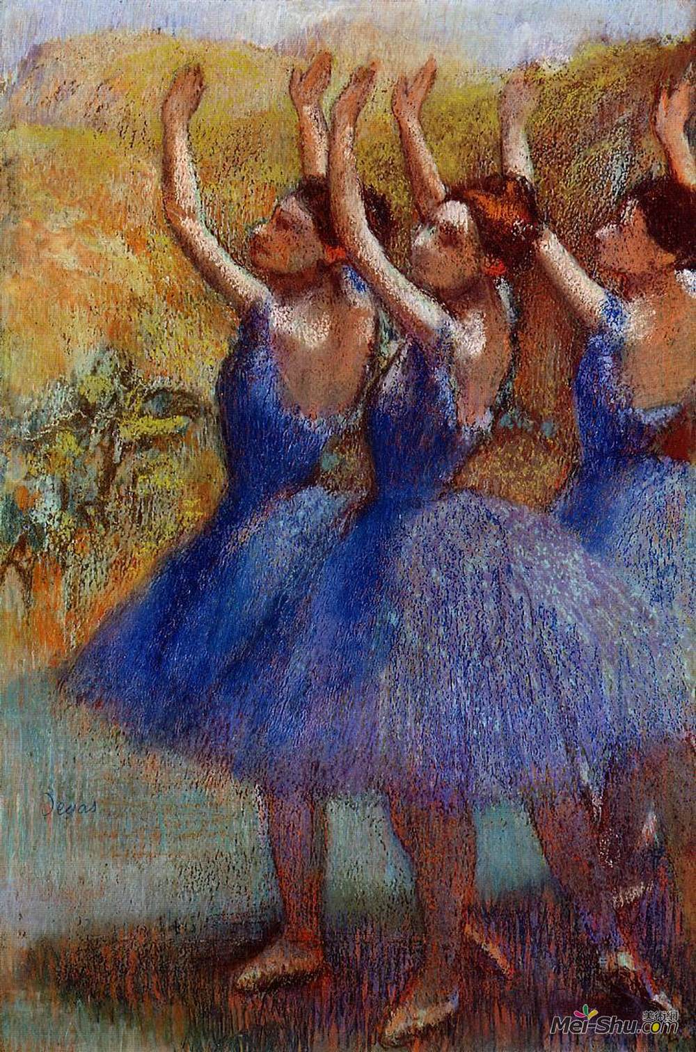 埃德加·德加(Edgar Degas)高清作品《紫色裙子的三个舞者》