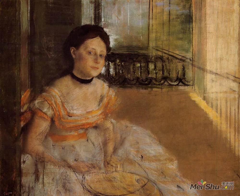 埃德加·德加(Edgar Degas)高清作品《坐在阳台上的女人》