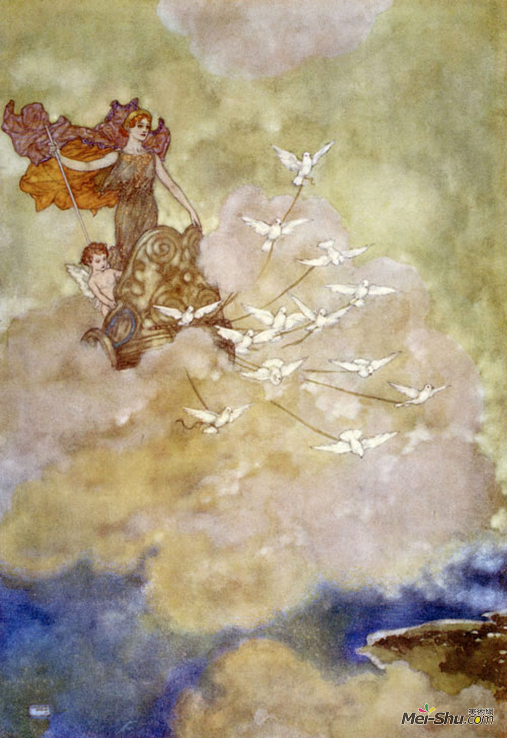 埃德蒙·杜拉克(Edmund Dulac)高清作品《金星在她的战车上——来自暴风雨》