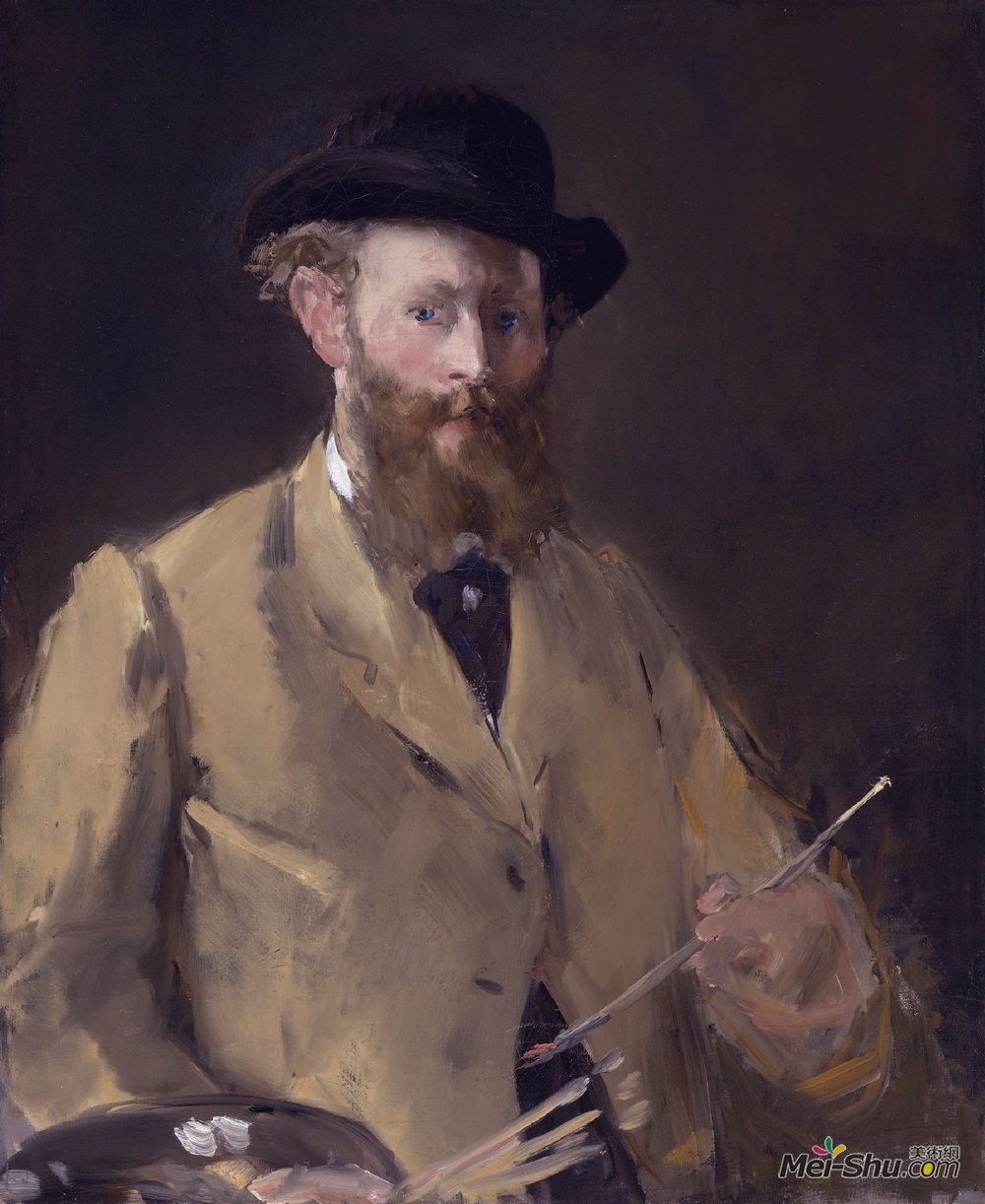 爱德华·马奈(Edouard Manet)高清作品《手持调色板的自画像》