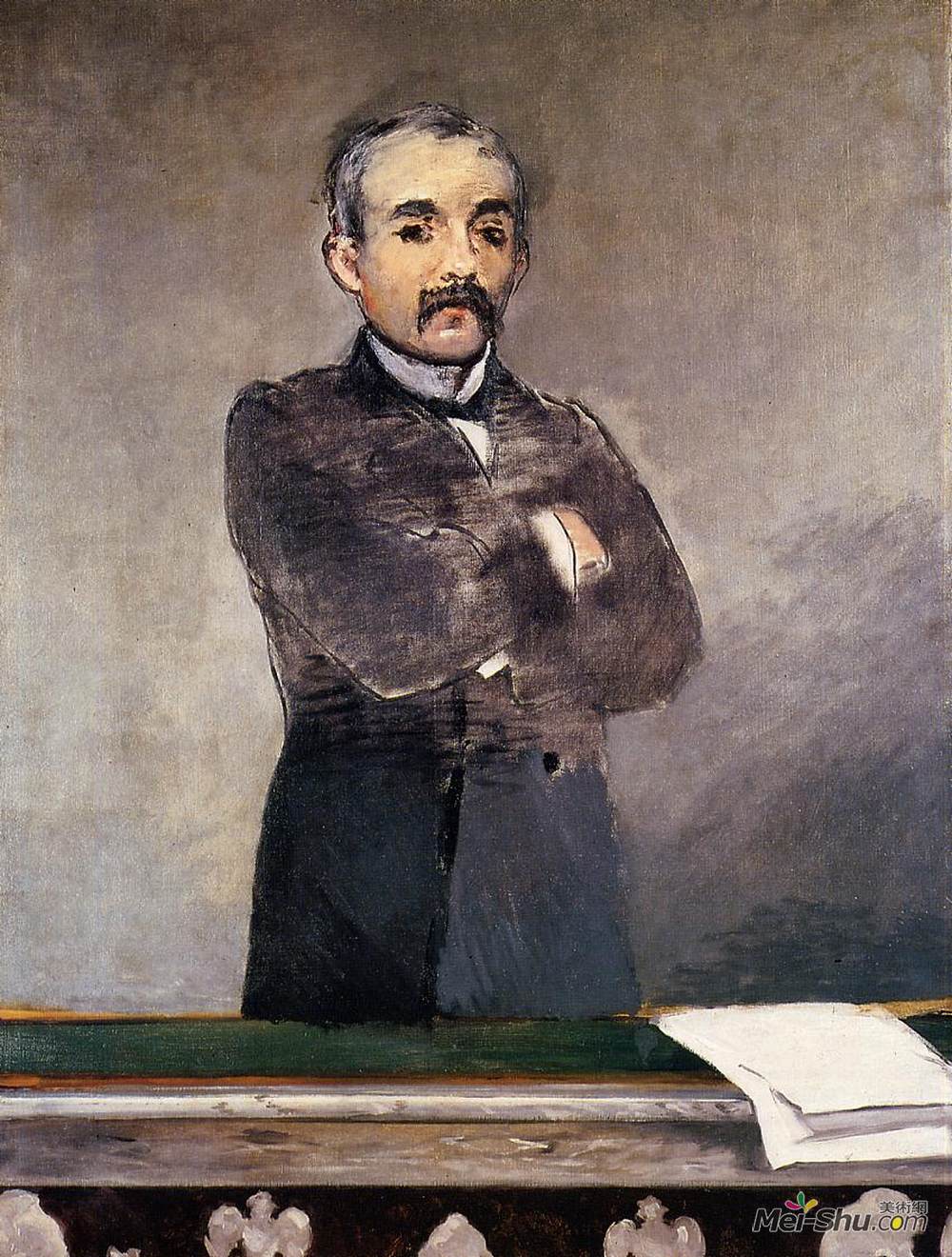 爱德华·马奈(Edouard Manet)高清作品《克莱蒙梭在论坛报上的肖像》