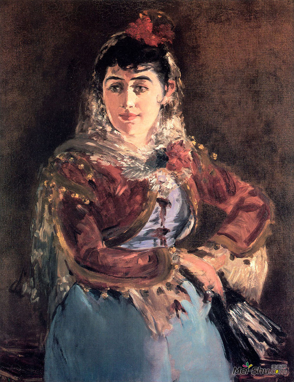 爱德华·马奈(Edouard Manet)高清作品《Portrait of Emilie Ambre in role of Carmen》