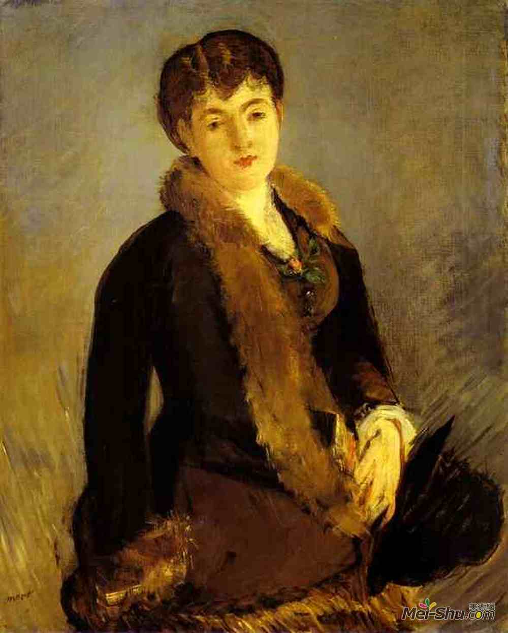 爱德华·马奈(Edouard Manet)高清作品《Portrait of Mademoiselle Isabelle Lemonnier》
