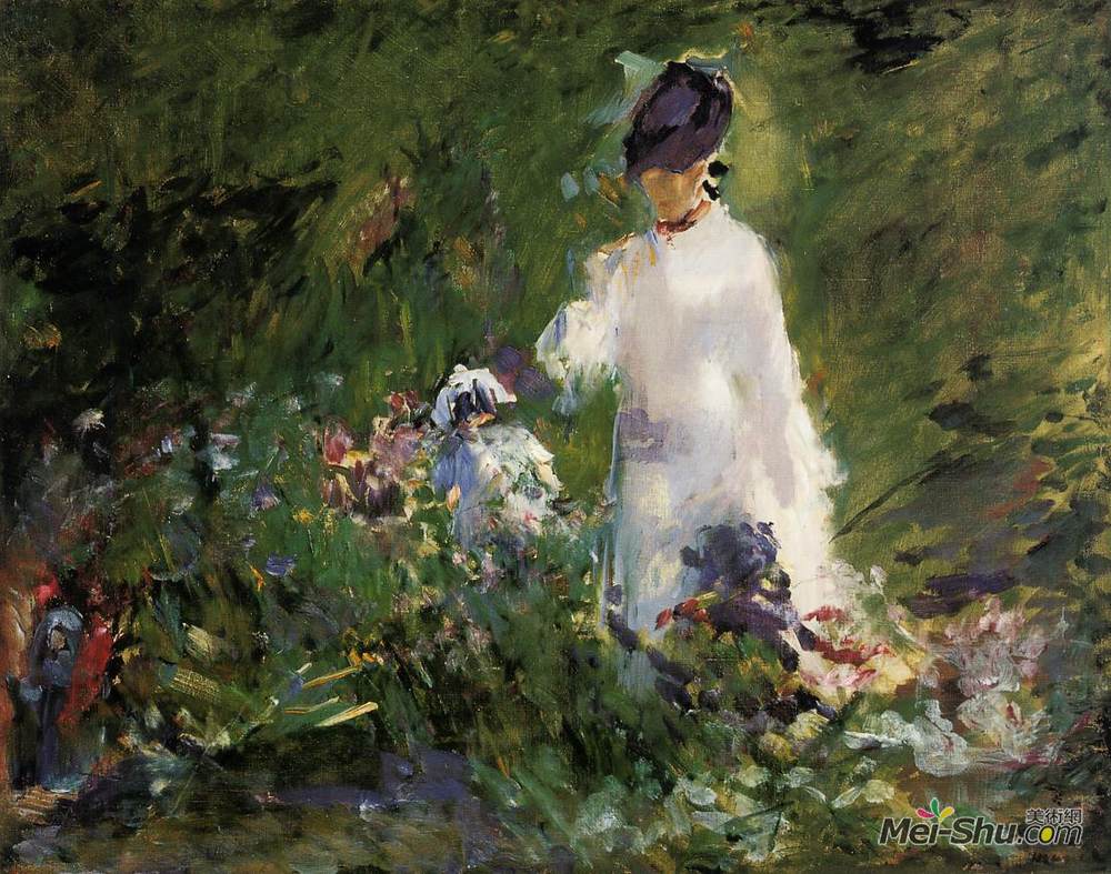爱德华·马奈(Edouard Manet)高清作品《花中的年轻女子》