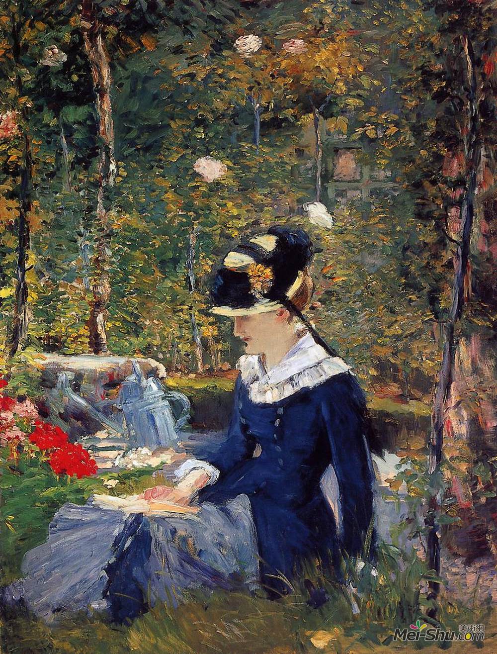 爱德华·马奈(Edouard Manet)高清作品《花园里的年轻女人》
