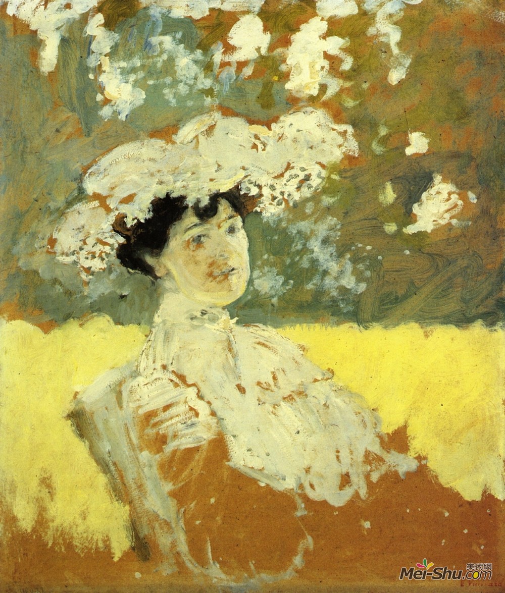 《戴帽子的女人》爱德华·维亚尔(edouard vuillard)高清作品欣赏