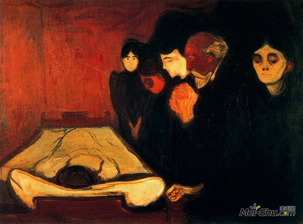 爱德华·蒙克(Edvard Munch)高清作品《临终时（发烧）》