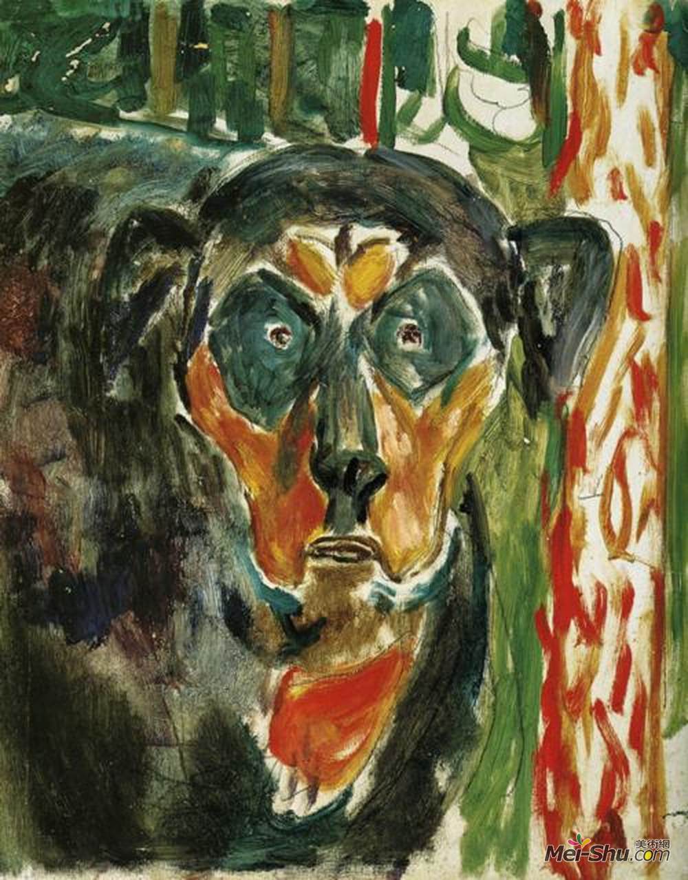 爱德华·蒙克(Edvard Munch)高清作品《狗头》