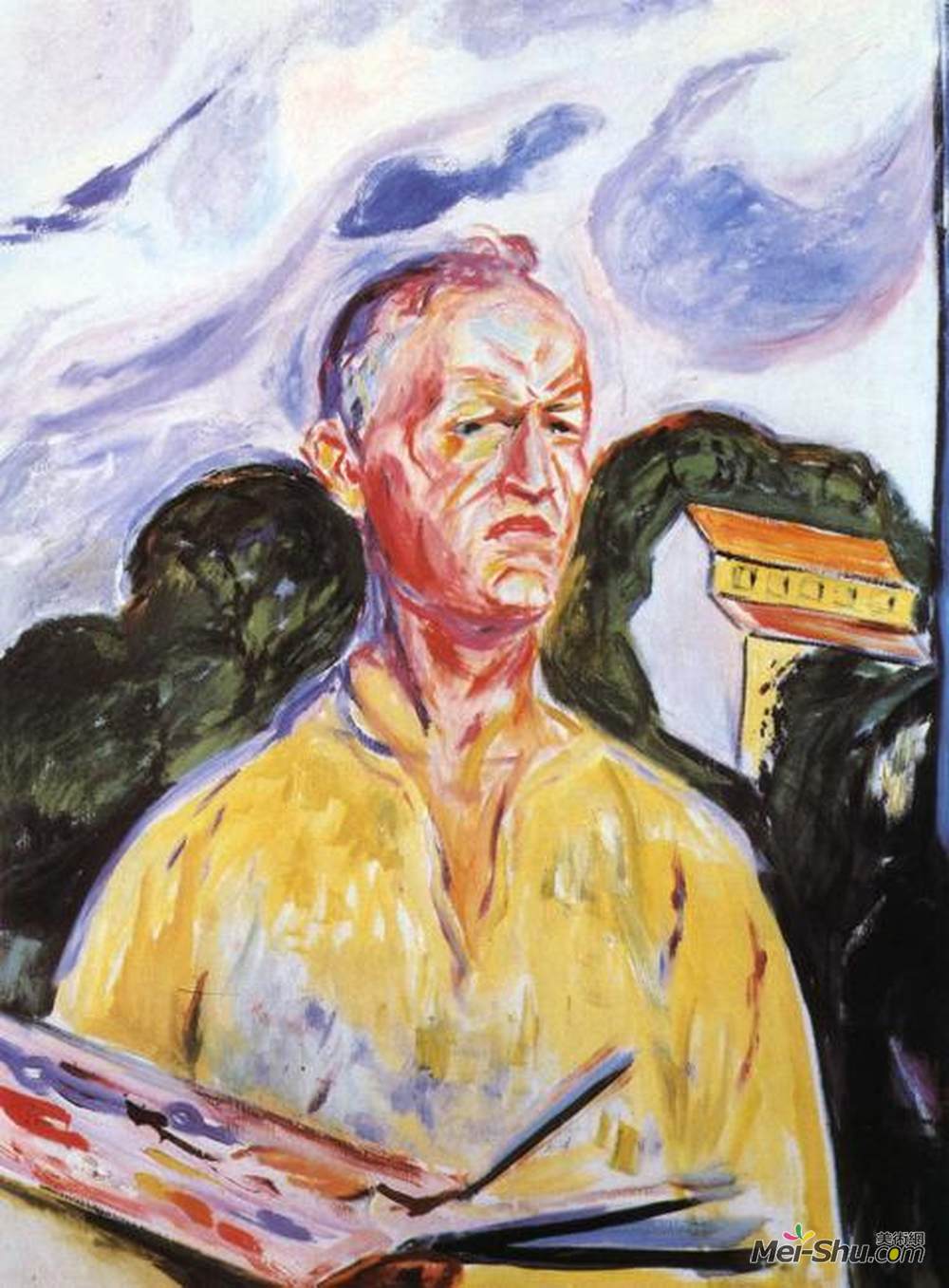 爱德华·蒙克(Edvard Munch)高清作品《Self-Portrait at Ekely》