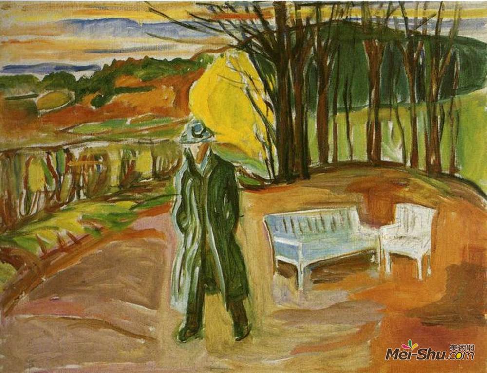 爱德华·蒙克(Edvard Munch)高清作品《花园里的自画像》