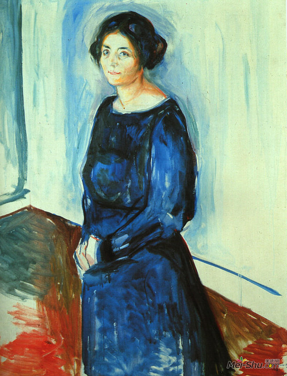 爱德华·蒙克(Edvard Munch)高清作品《Woman in Blue (Frau Barth)》