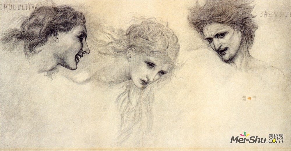 爱德华·伯尔尼·琼斯(Edward Burne-Jones)高清作品《丘比特面具的头部研究》