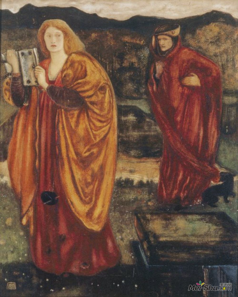 爱德华·伯尔尼·琼斯(Edward Burne-Jones)高清作品《Merlin and Nimue》