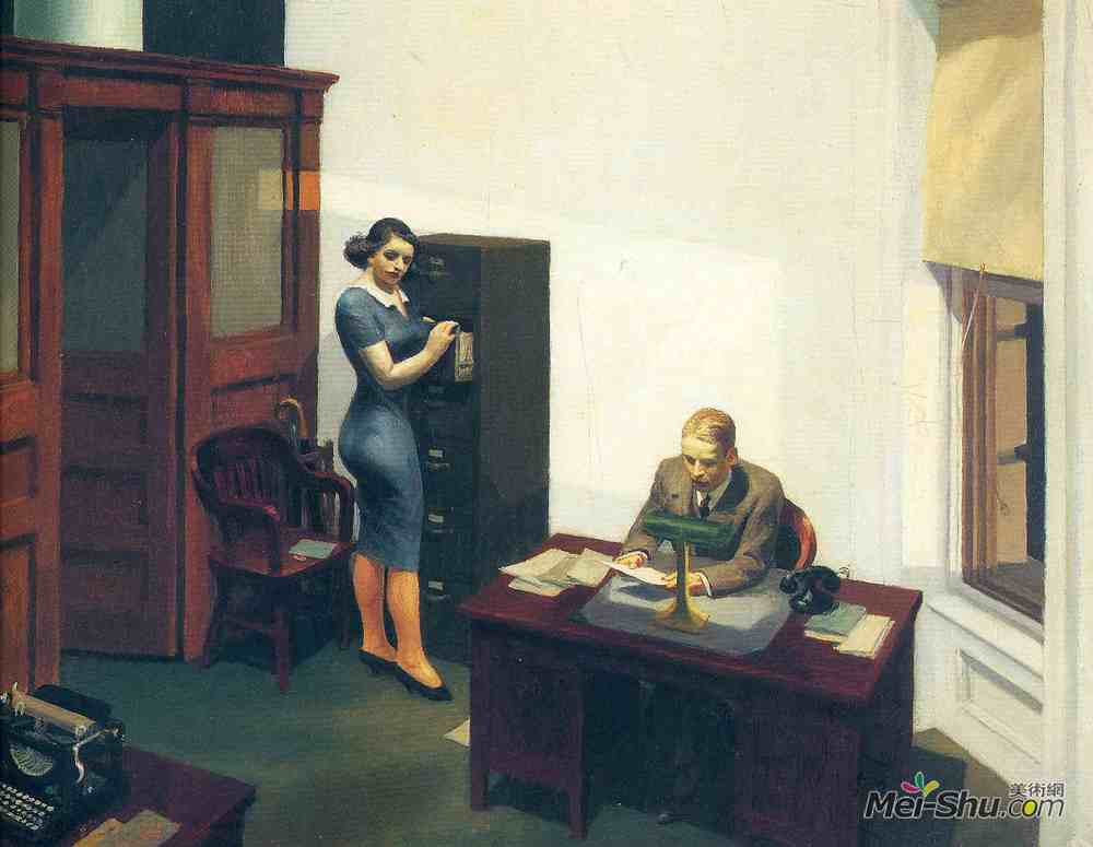 爱德华·霍普(Edward Hopper)高清作品《夜间办公室》