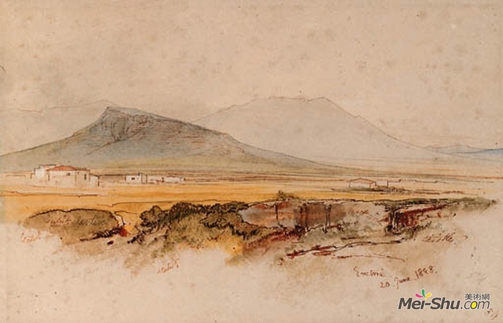 爱德华·里尔(Edward Lear)高清作品《Eretria, Euboea, Greece》