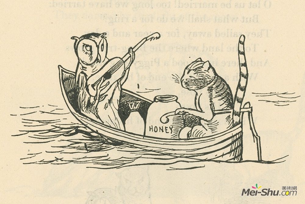 爱德华·里尔(Edward Lear)高清作品《“猫头鹰和小猫》