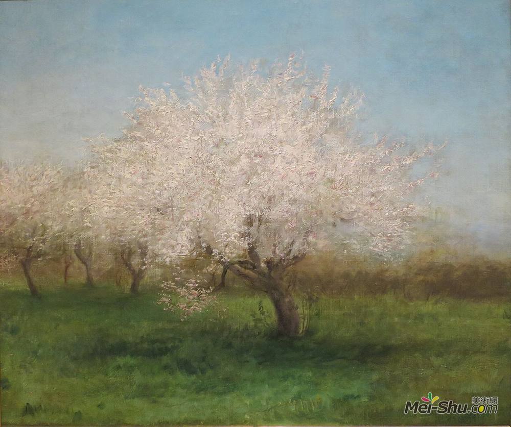 爱德华·米切尔·班尼斯特(Edward Mitchell Bannister)高清作品《草地上的苹果树》