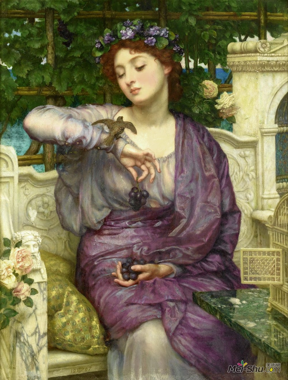 爱德华·潘特(Edward Poynter)高清作品《Lesbia and Her Sparrow》