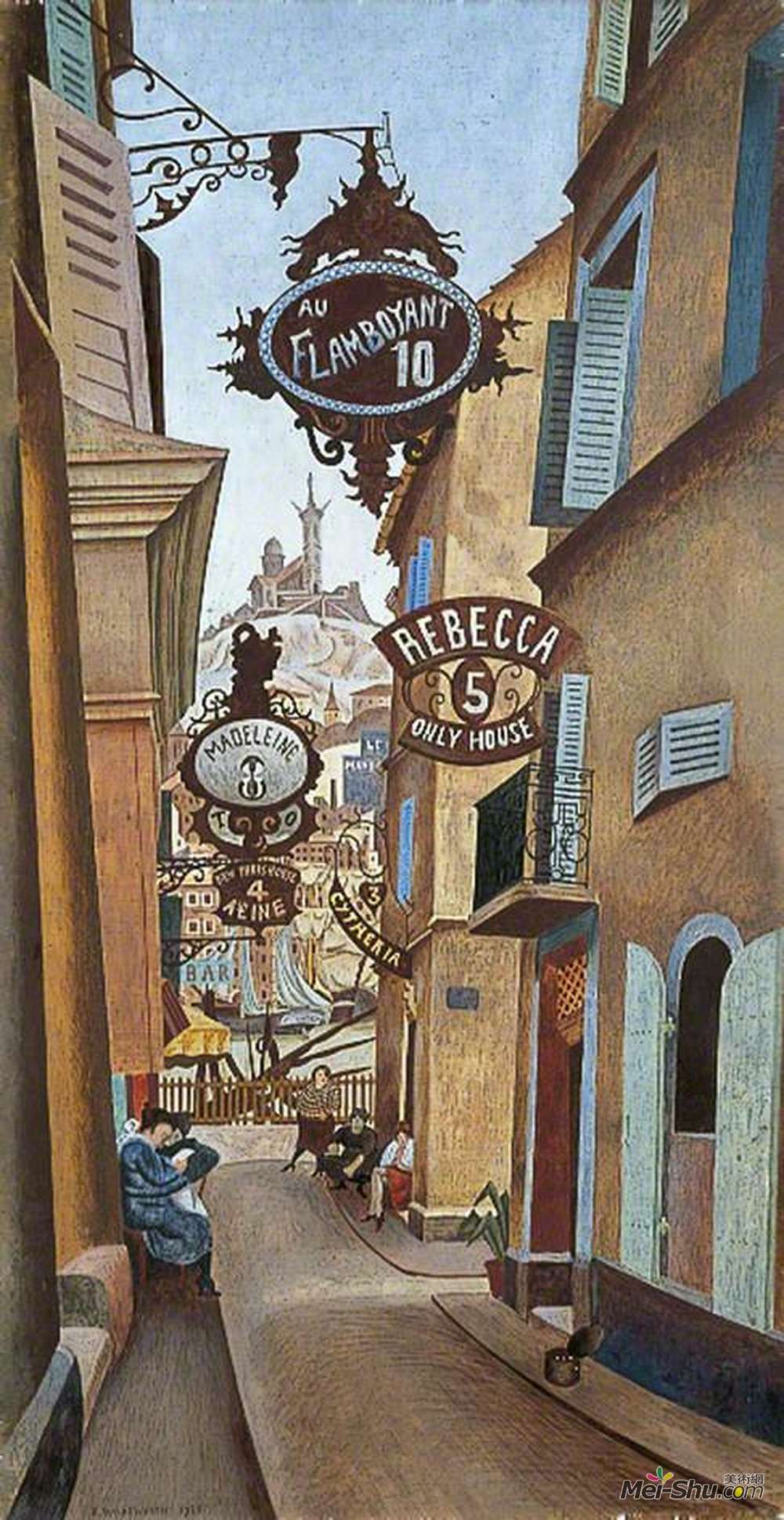 爱德华·沃兹沃思(Edward Wadsworth)高清作品《Rue de la Reynarde, Marseilles, France》