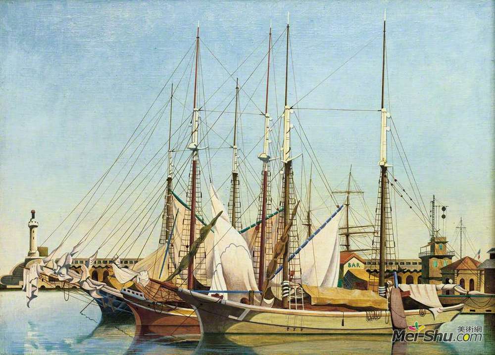 爱德华·沃兹沃思(Edward Wadsworth)高清作品《前马赛港，》