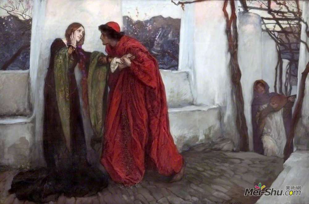 埃德温·奥斯汀·艾比(Edwin Austin Abbey)高清作品《哦，我的爱人，你在哪里漫游？》