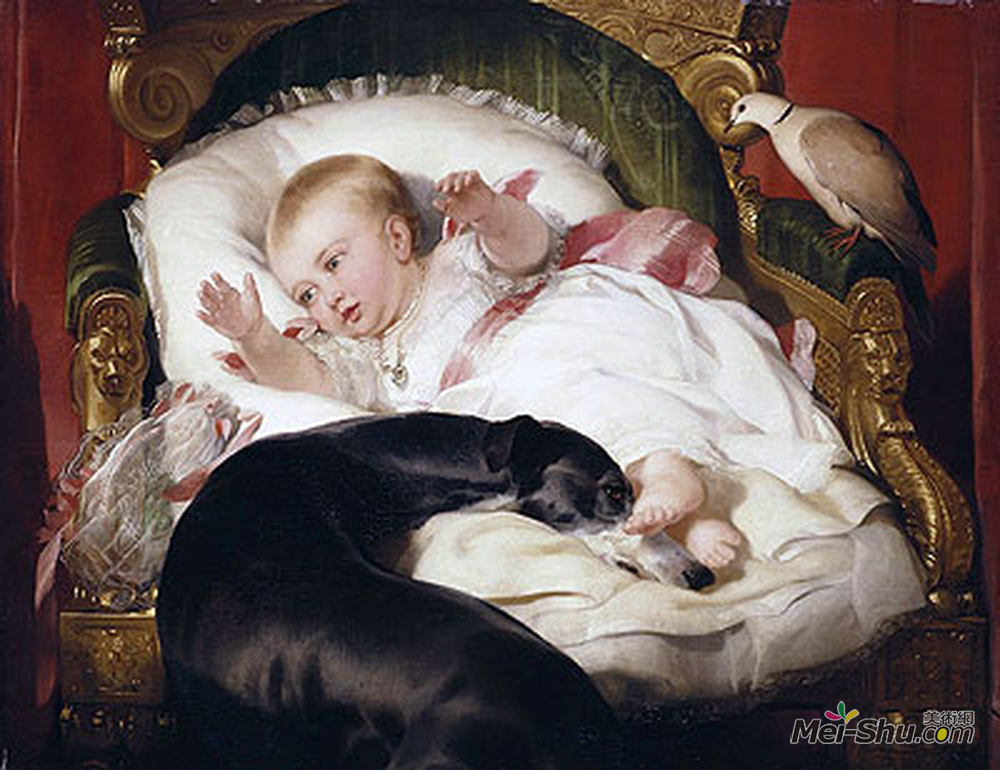 埃德温·兰西尔(Edwin Henry Landseer)高清作品《Victoria, Princess Royal, with Eos》