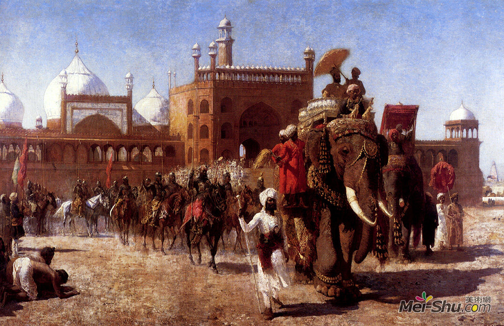 埃德温·罗德·威克斯(Edwin Lord Weeks)高清作品《The Return Of The Imperial Court From The Great Nosque At De》