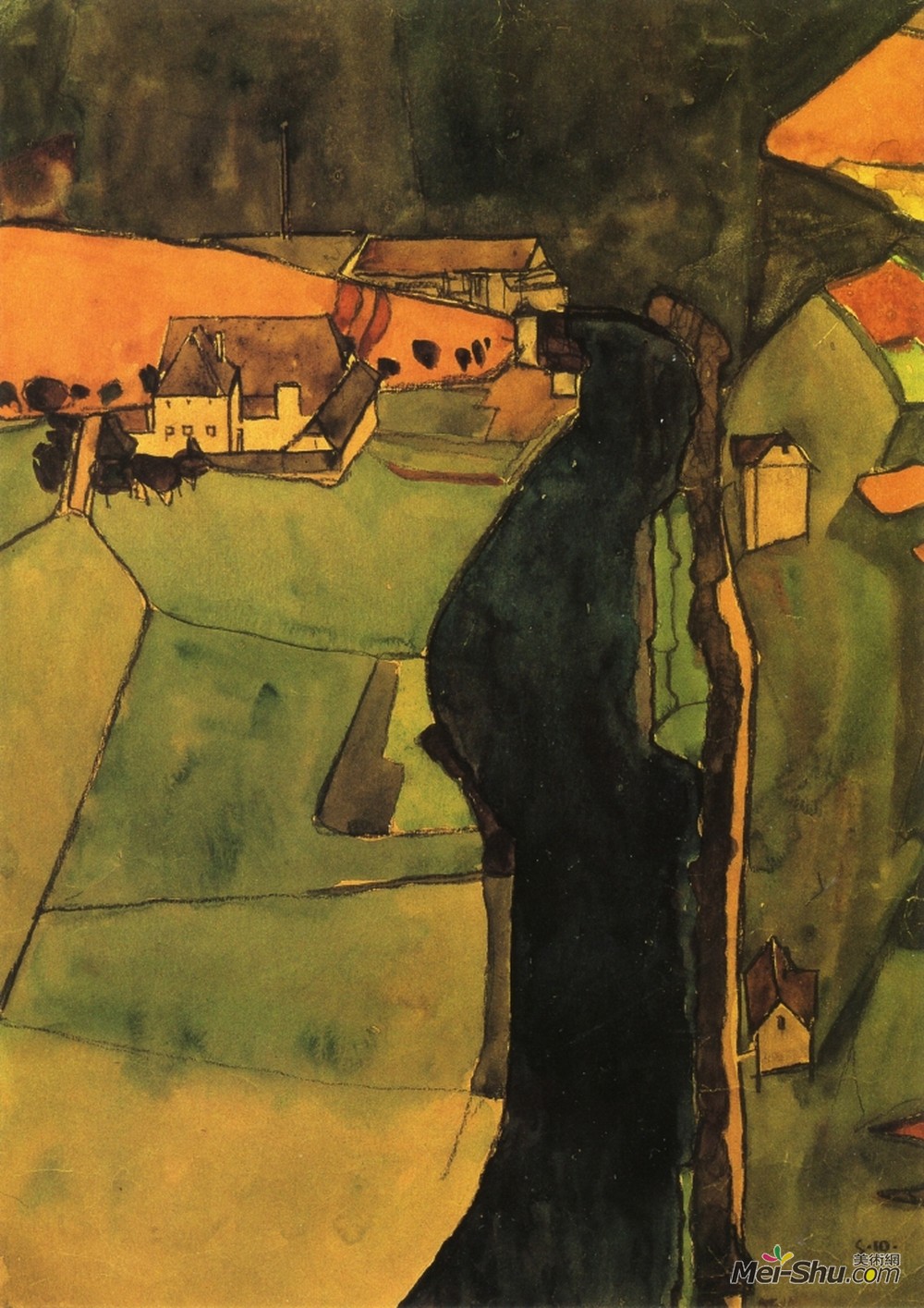 埃贡·席勒(Egon Schiele)高清作品《布卢里弗镇》