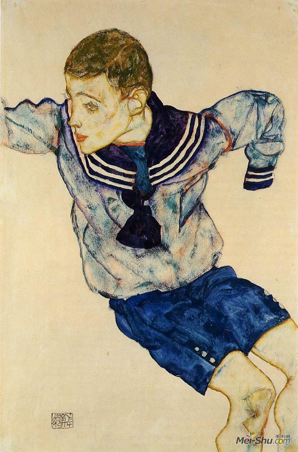 穿着水手服的男孩埃贡席勒egonschiele高清作品欣赏