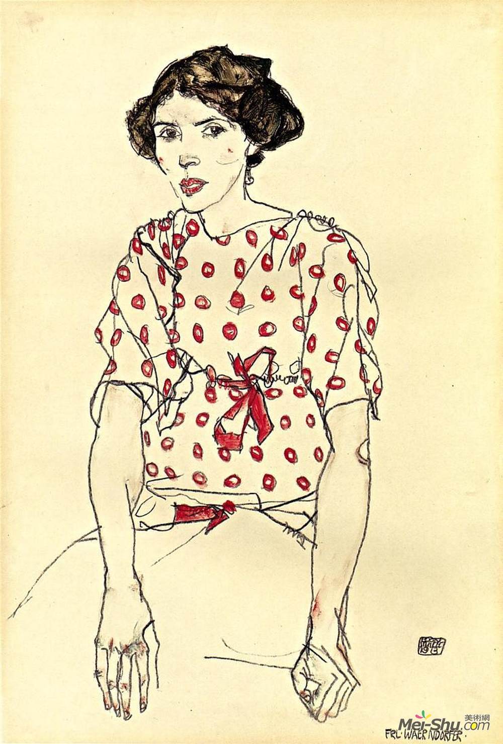 埃贡·席勒(Egon Schiele)高清作品《Portrait of Miss Waerndorfer》