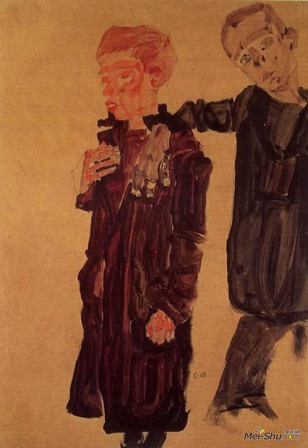 埃贡·席勒(Egon Schiele)高清作品《两个格言》