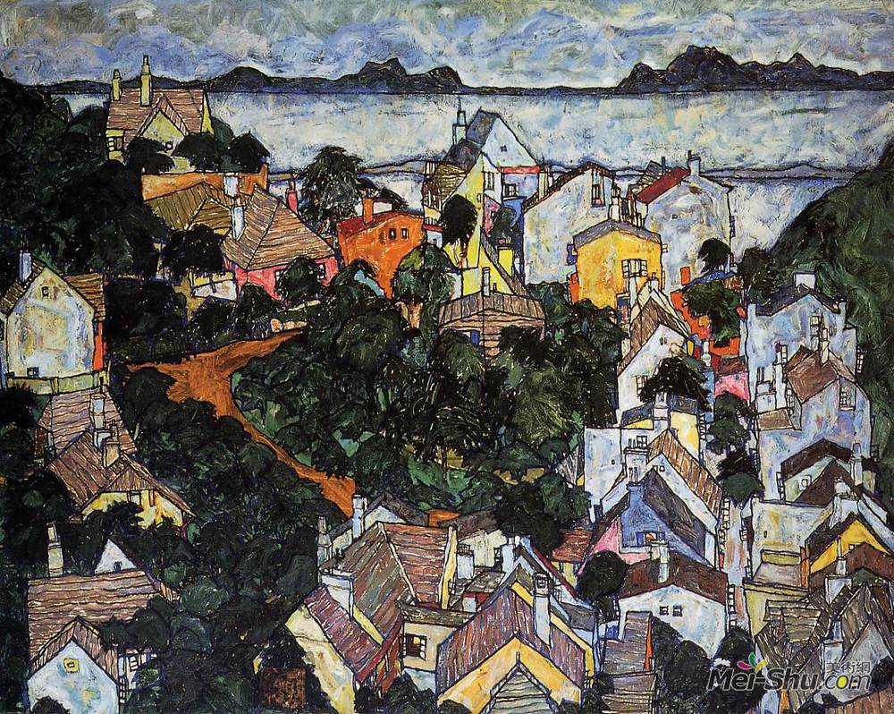 埃贡·席勒(Egon Schiele)高清作品《Summer Landscape, Krumau》