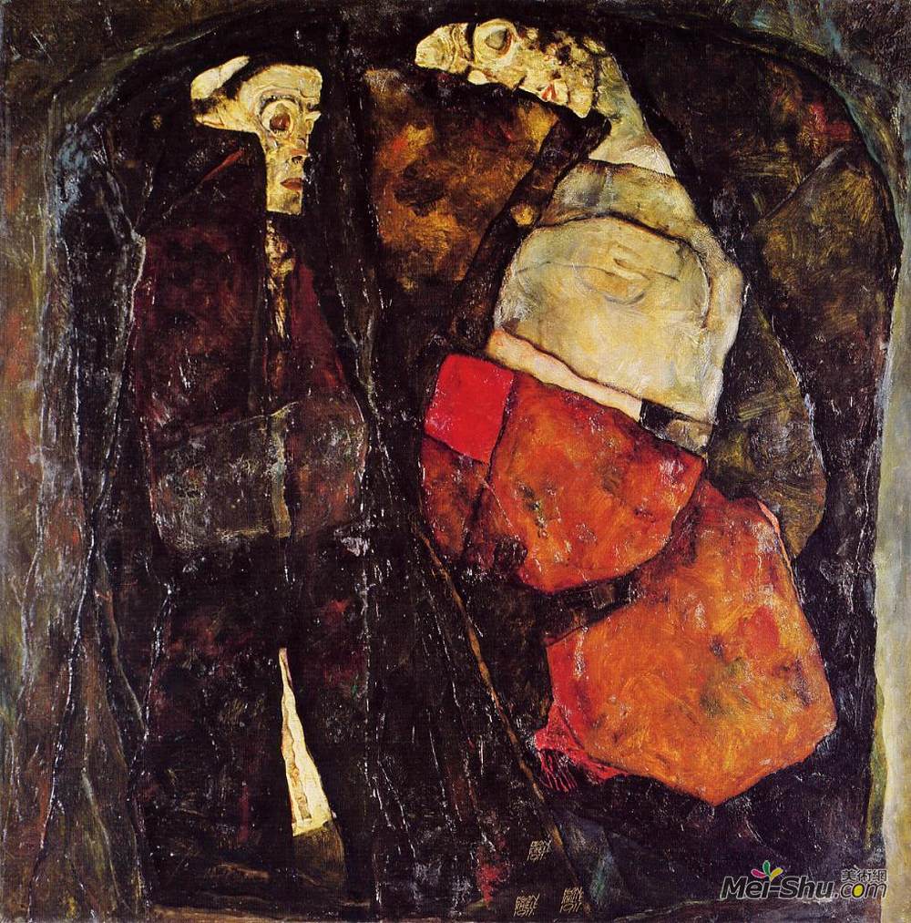 埃贡·席勒(Egon Schiele)高清作品《孕妇与死亡》